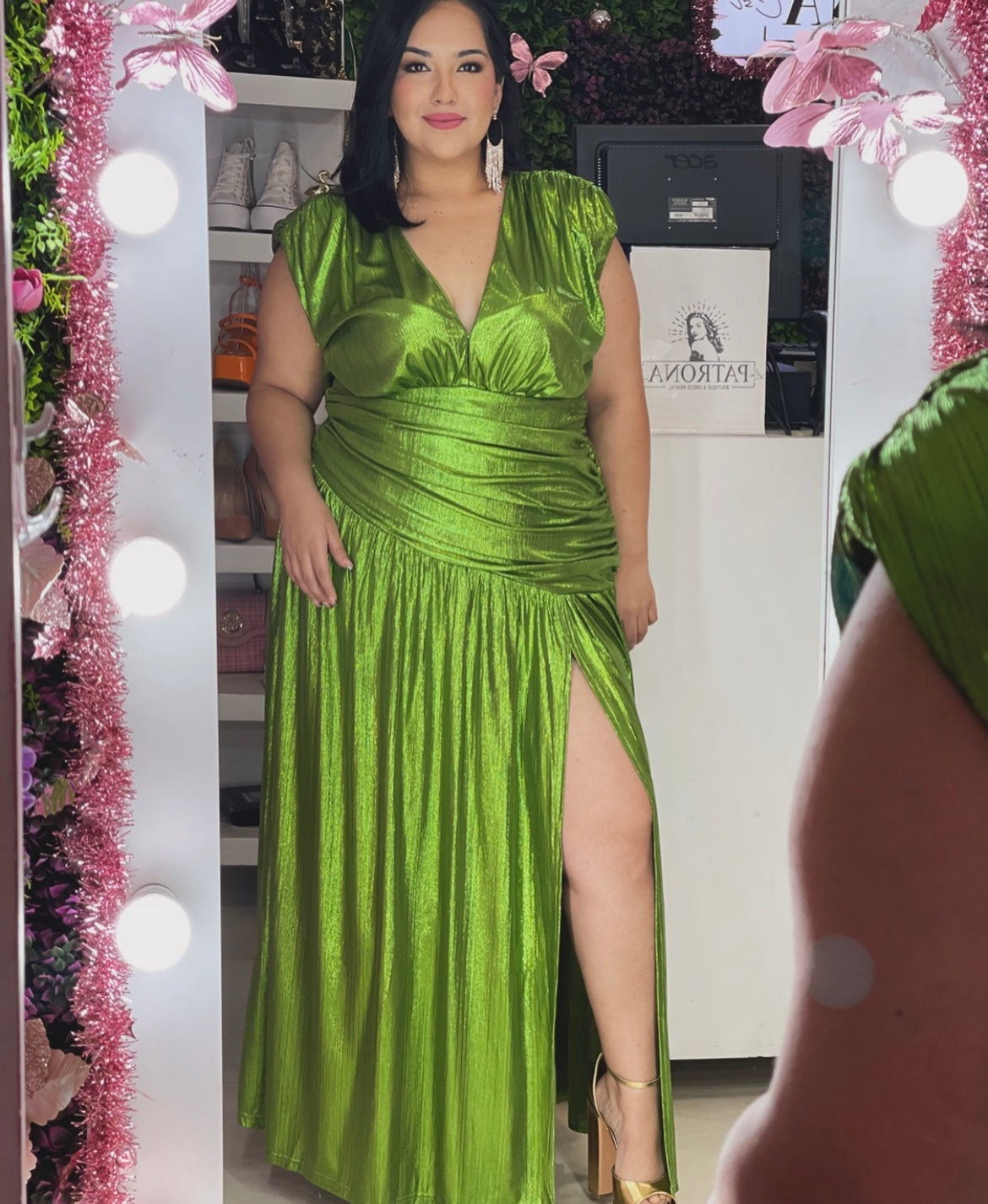 Vestido metálico verde