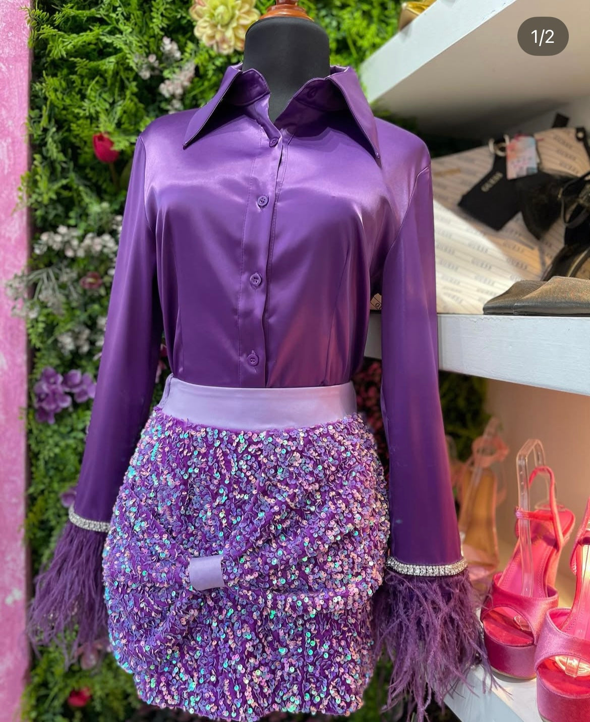 Falda lentejuelas morada