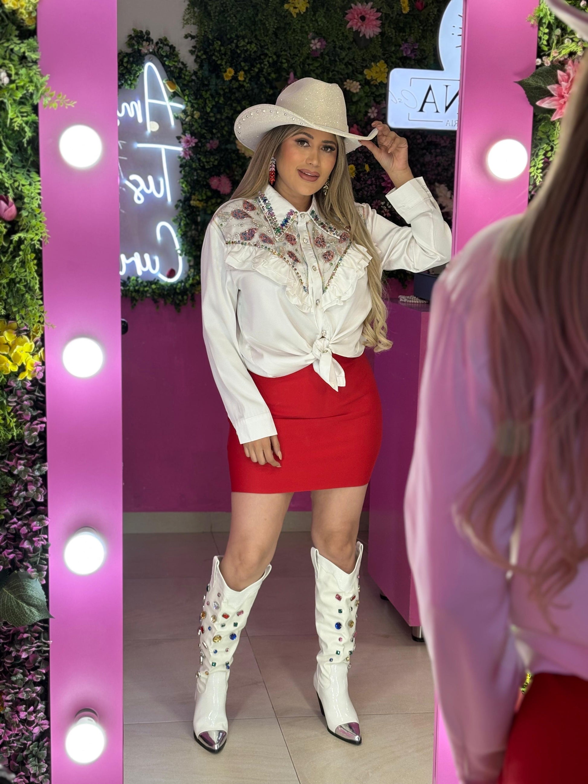 Falda color rojo