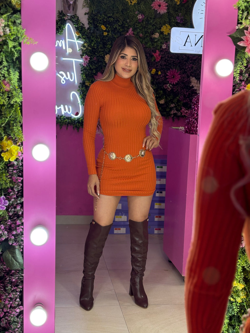 Vestido naranja tejido