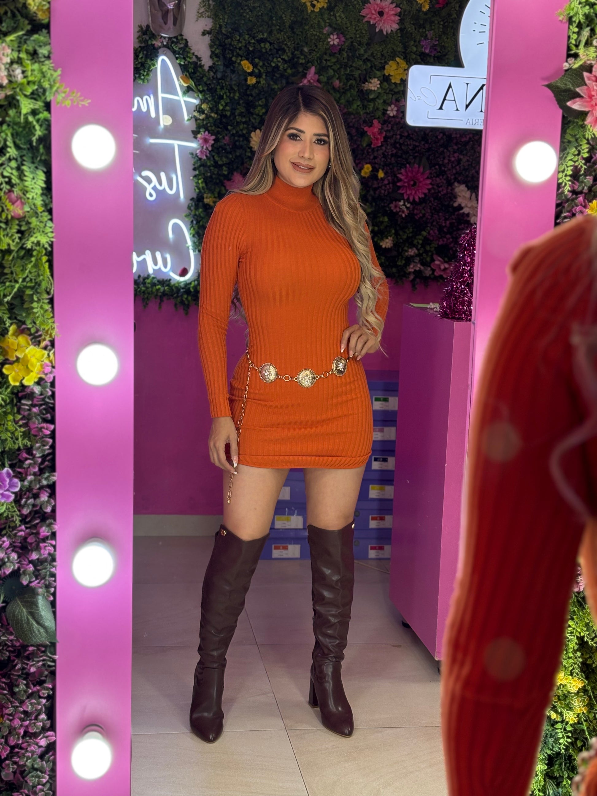 Vestido naranja tejido