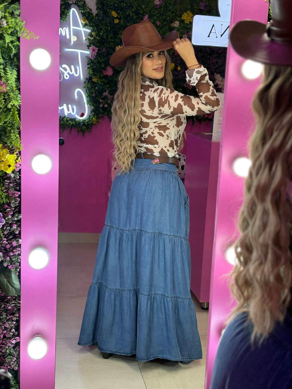 Falda de mezclilla larga