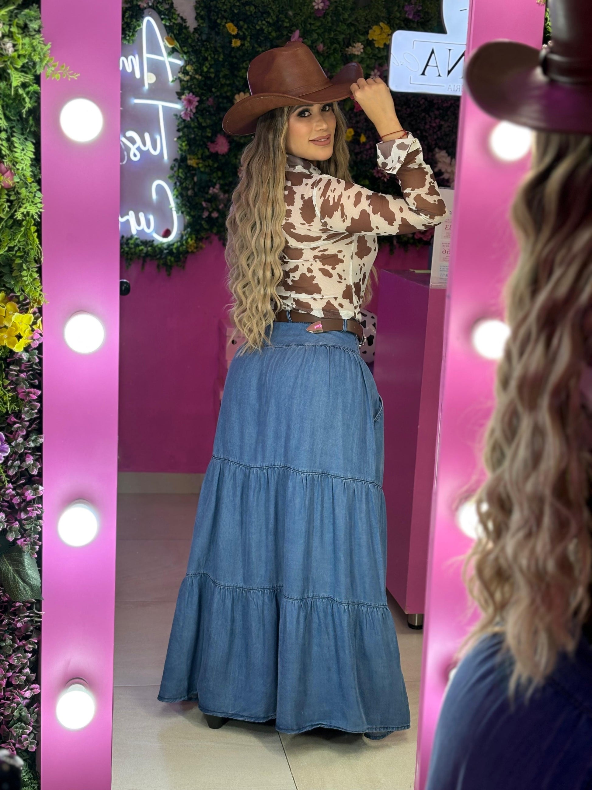 Falda de mezclilla larga