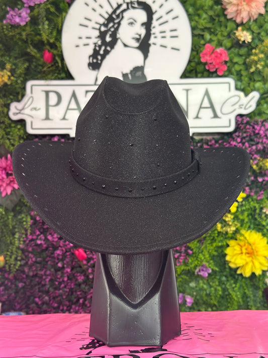 Sombrero glitter con brillos negro