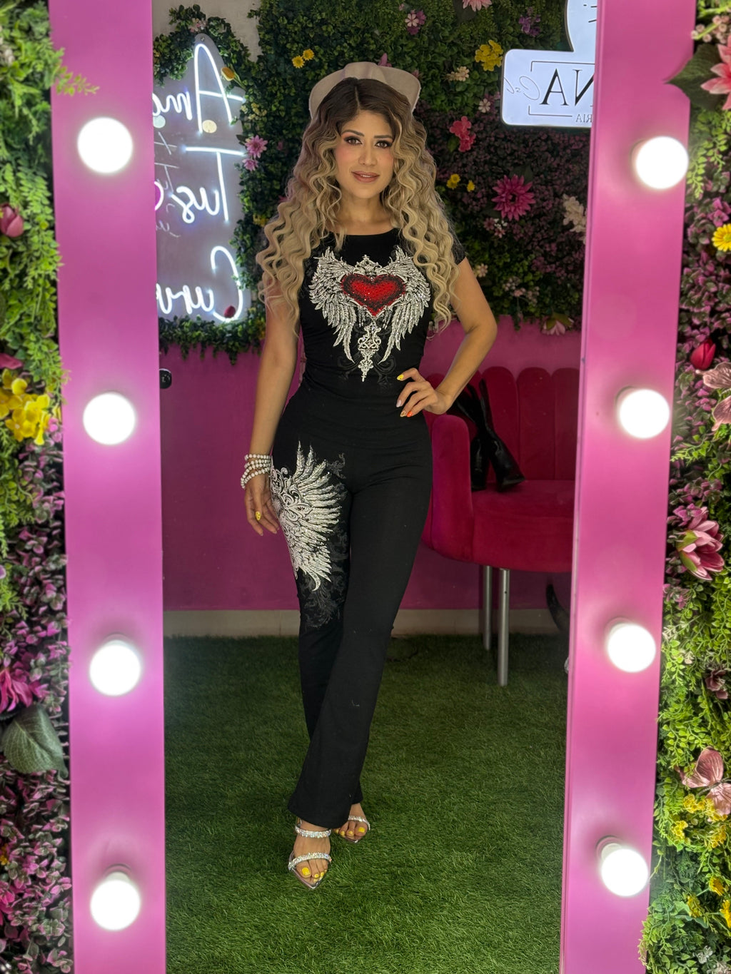 Set negro de corazón
