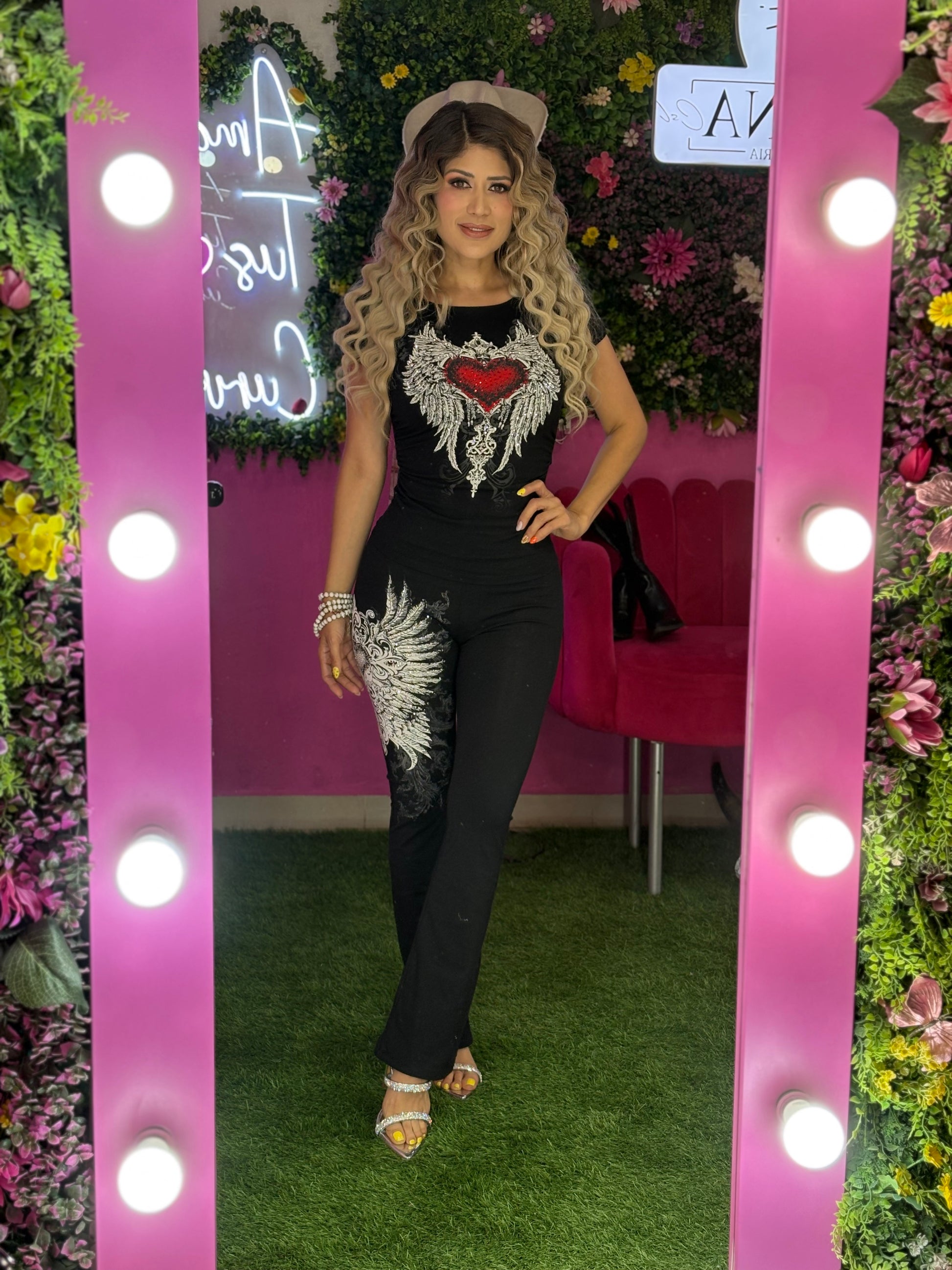 Set negro de corazón