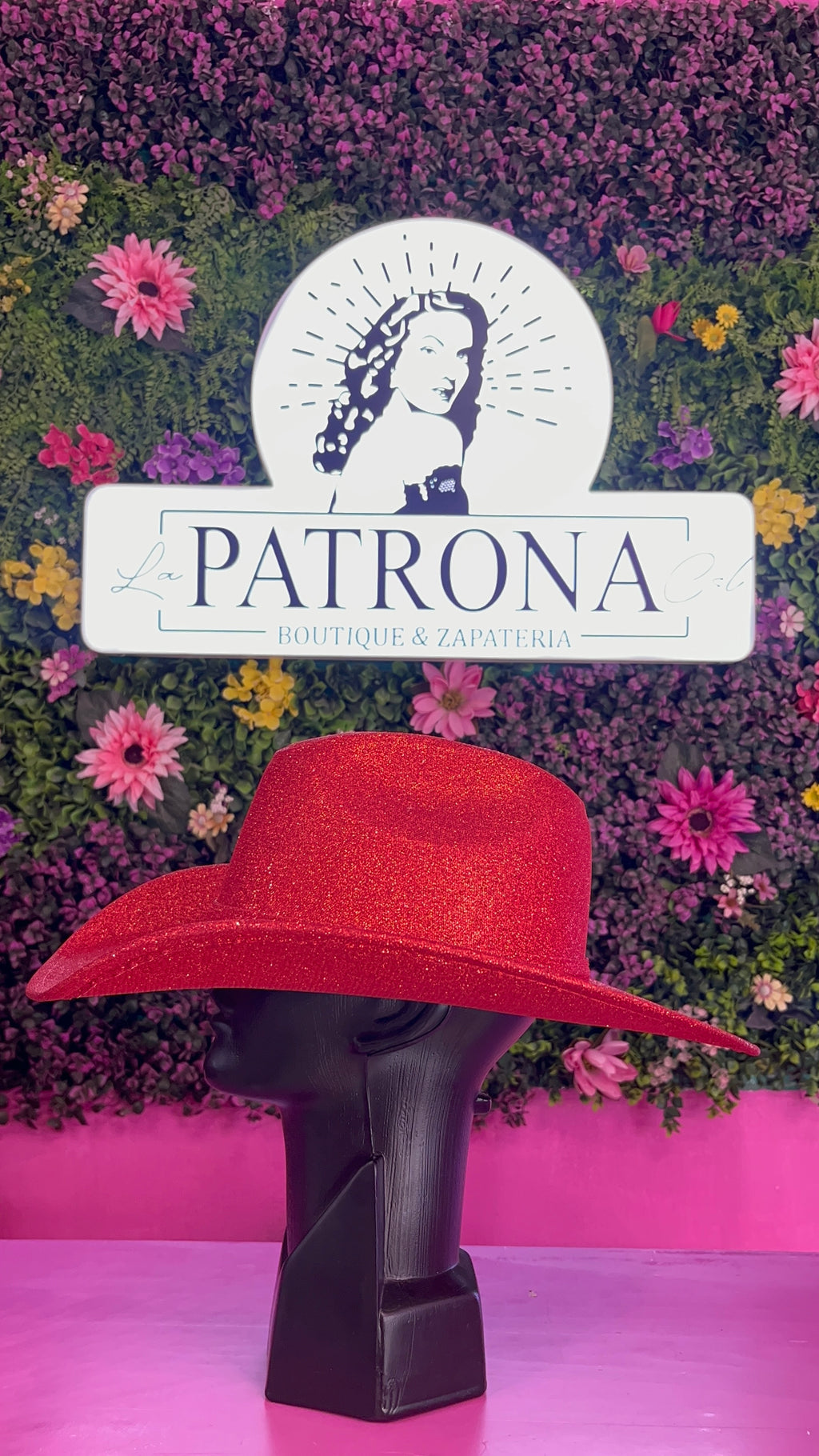 Sombrero rojo glitter liso