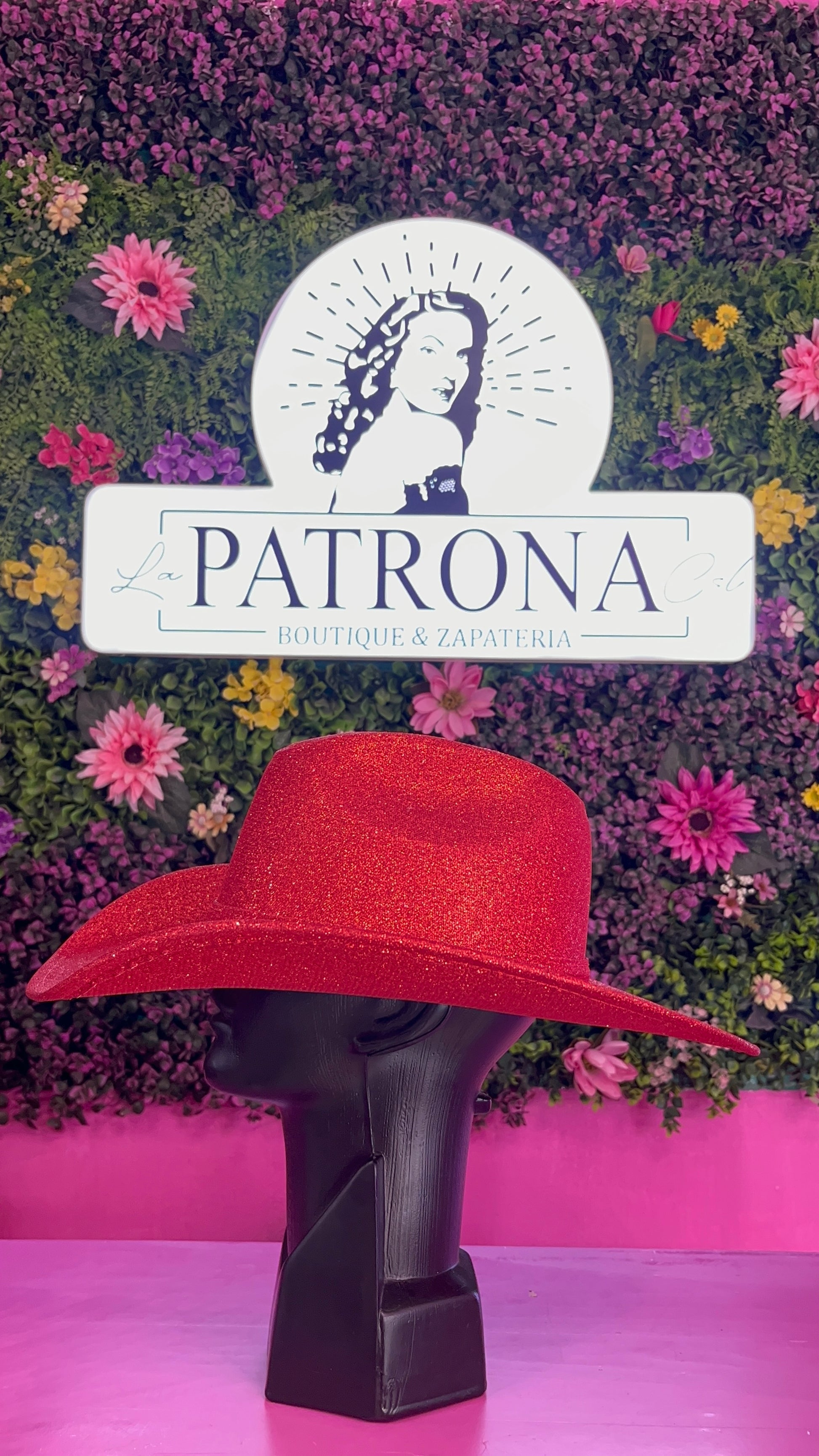 Sombrero rojo glitter liso