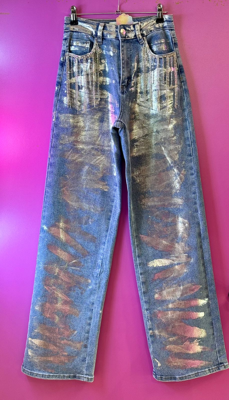 Pantalon mezclilla metalico
