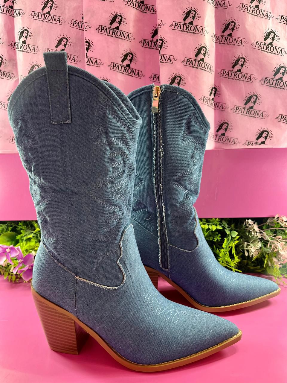 Botas vaqueras de mezclilla