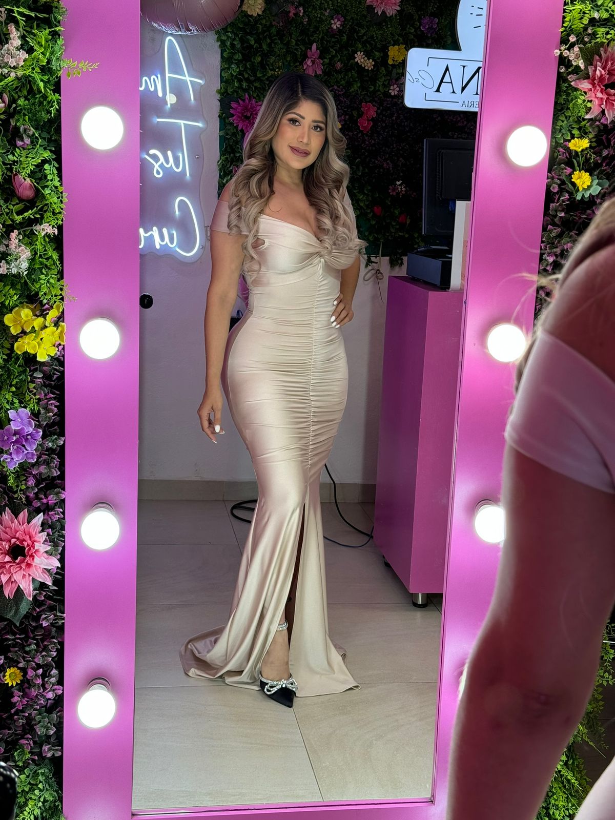 Vestido lycra champagne stretch