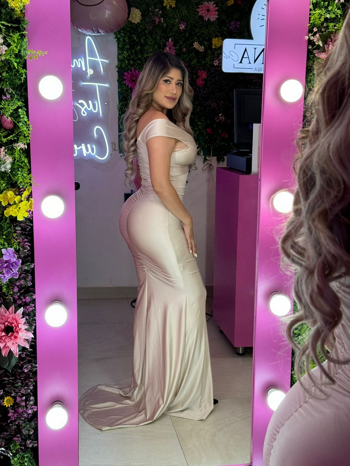 Vestido lycra champagne stretch