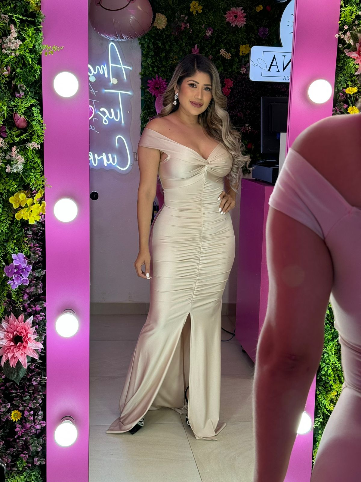 Vestido lycra champagne stretch