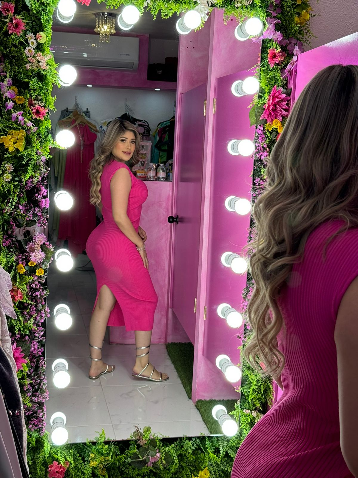 Vestido rosa licra